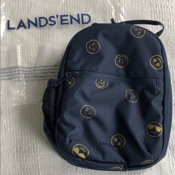 Lands' End Handbags - 🆕 BLUE FUN FACE SHIMMER Lands End Lunch Box